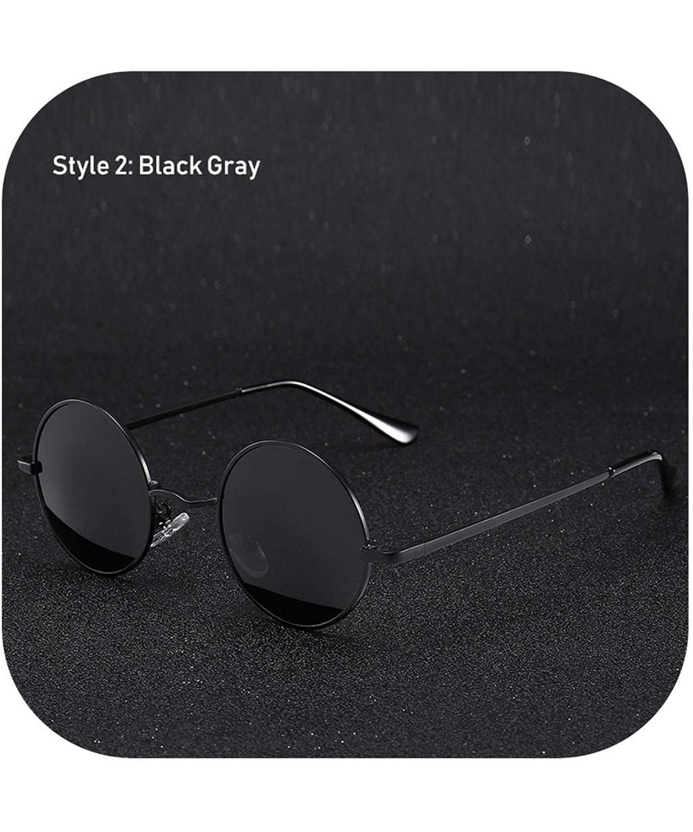 Retro Classic Vintage Round Polarized Sunglasses Men Er Sun Women Metal Frame Black Lens Eyewear Driving - C5199CII09T $11.66...