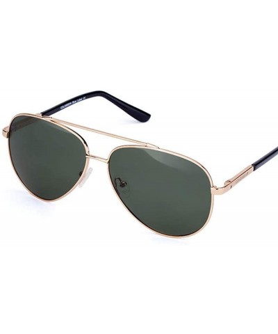 Fashion Men Sunglasses Pilot Style Oval Metal Frame TAC Polarized Eyewear Grey - Green - CI18YLZDCTW $9.62 Oval