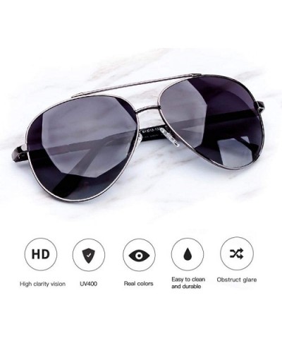 Fashion Men Sunglasses Pilot Style Oval Metal Frame TAC Polarized Eyewear Grey - Green - CI18YLZDCTW $9.62 Oval