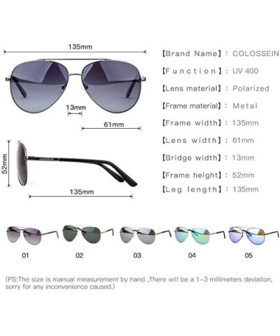 Fashion Men Sunglasses Pilot Style Oval Metal Frame TAC Polarized Eyewear Grey - Green - CI18YLZDCTW $9.62 Oval