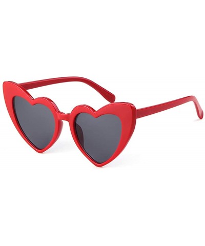 Heart Sunglasses Clout Goggles Vintage Women Cat Eye Retro Mod Style Oversized Sun Glasses - Red a - CZ18WMQAM49 $6.13 Oversized