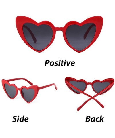 Heart Sunglasses Clout Goggles Vintage Women Cat Eye Retro Mod Style Oversized Sun Glasses - Red a - CZ18WMQAM49 $6.13 Oversized