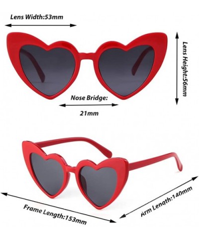 Heart Sunglasses Clout Goggles Vintage Women Cat Eye Retro Mod Style Oversized Sun Glasses - Red a - CZ18WMQAM49 $6.13 Oversized