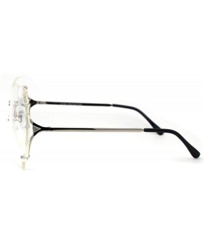 Womens Designer Rimless Butterfly Large Clear Lens Eye Glasses - Silver - CJ185KLYKHW $9.35 Rimless