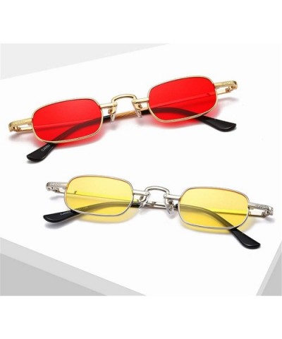 Women&Men Vintage Small Rectangle Sunglasses Metal Frame Hip Hop Sun Glasses Fashion Red Sunglass Retro Shades - CX199CH8NGS ...