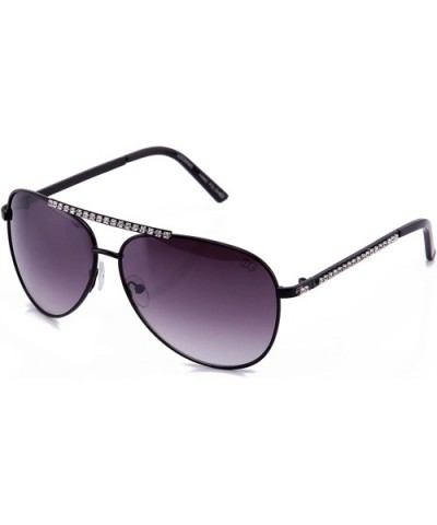 Women Aviator Rhinestone Bling Bling Stylish Sunglasses - Black - CL17YY578GT $5.08 Aviator