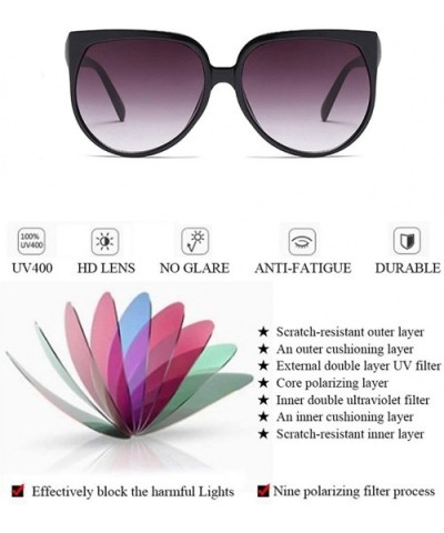 Women Retro Sunglasses Eyewear Vintage UV400 Gradient Shades Large Frame - C618OWD9QA2 $10.74 Goggle