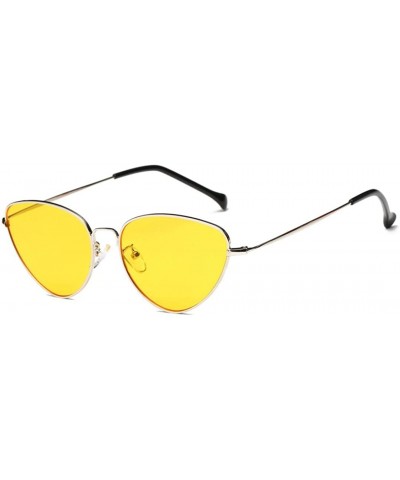 Women Vintage Retro Cat Eye Glasses Mirror Lens Travel Sunglass - Yellow - CZ188XEAOYE $6.68 Oversized