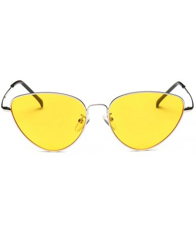 Women Vintage Retro Cat Eye Glasses Mirror Lens Travel Sunglass - Yellow - CZ188XEAOYE $6.68 Oversized