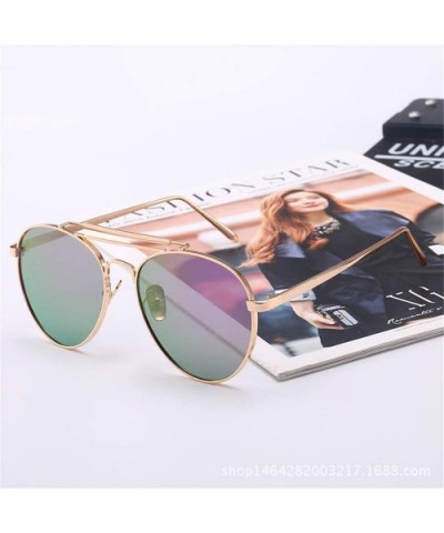 Metal Frame Round Mirrored Polarized Sunglasses For Women Girl - Black - CS18WDS9ZYM $9.89 Goggle