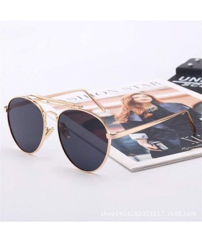 Metal Frame Round Mirrored Polarized Sunglasses For Women Girl - Black - CS18WDS9ZYM $9.89 Goggle