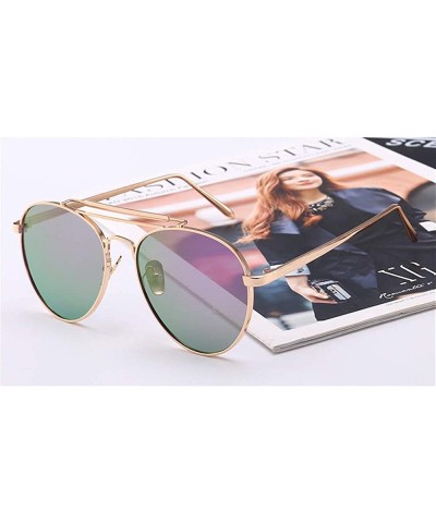 Metal Frame Round Mirrored Polarized Sunglasses For Women Girl - Black - CS18WDS9ZYM $9.89 Goggle