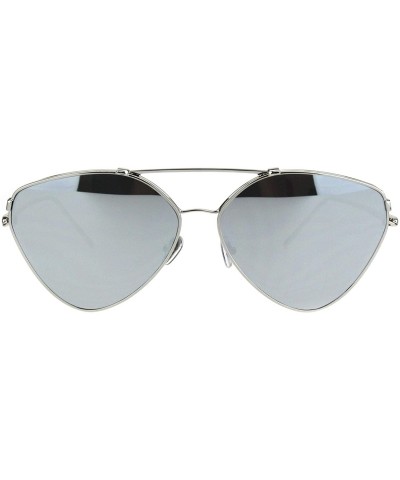 Womens Retro Unique Triangle Trendy Pilots Metal Rim Sunglasses - Silver Mirror - CF18K3YW5H6 $7.32 Aviator