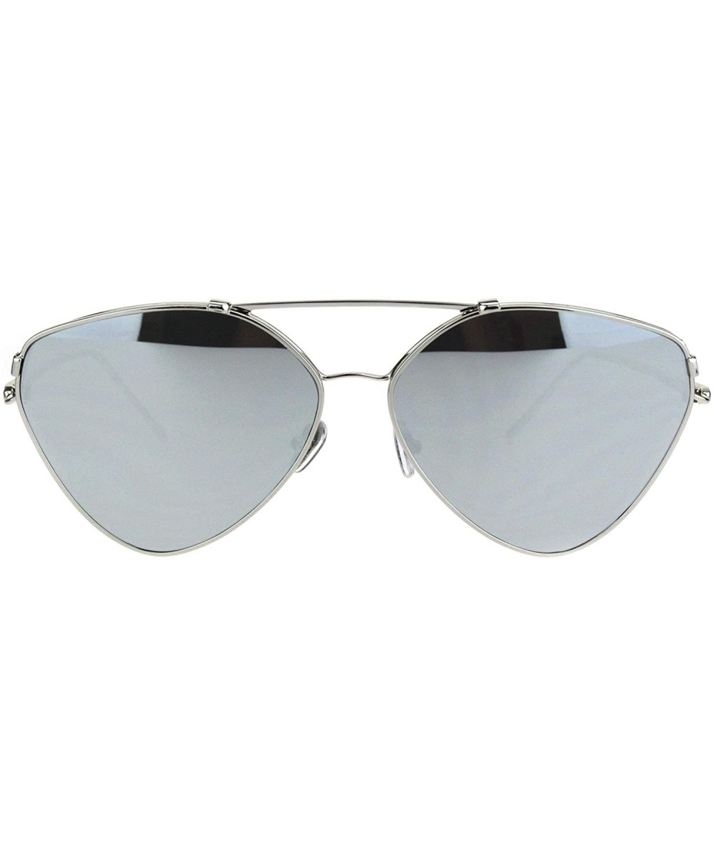 Womens Retro Unique Triangle Trendy Pilots Metal Rim Sunglasses - Silver Mirror - CF18K3YW5H6 $7.32 Aviator