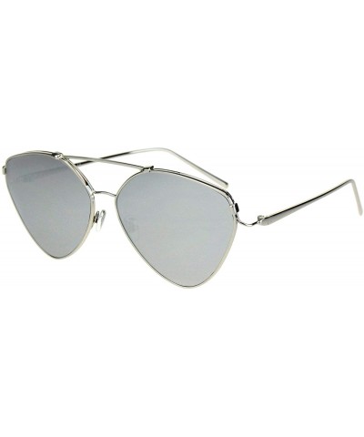 Womens Retro Unique Triangle Trendy Pilots Metal Rim Sunglasses - Silver Mirror - CF18K3YW5H6 $7.32 Aviator