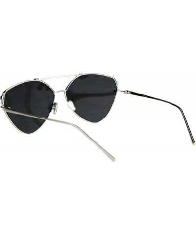 Womens Retro Unique Triangle Trendy Pilots Metal Rim Sunglasses - Silver Mirror - CF18K3YW5H6 $7.32 Aviator