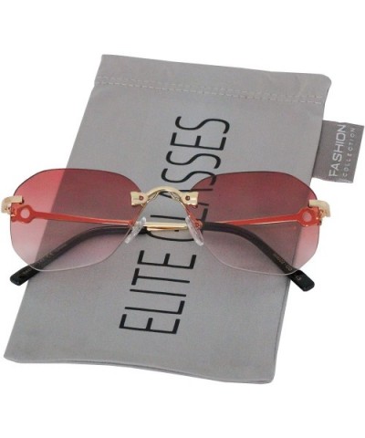 Bowie Slim Rimless Geometric Supreme Luxury Metal Wire Aviator Sunglasses - Pink - CR18O77M6ZW $7.61 Rimless