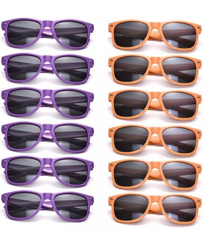Bulk 12 Pack Neon Retro Sunglasses Unisex Adult Kids Party Favors Decor Glasses - Kids Orange+purple - CV18RH0TMWE $9.71 Goggle