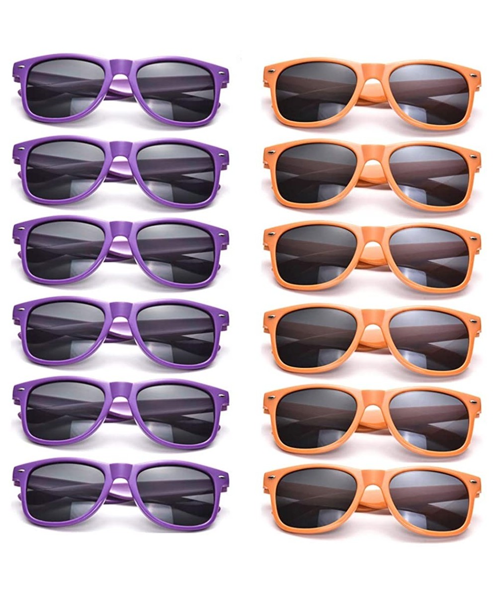 Bulk 12 Pack Neon Retro Sunglasses Unisex Adult Kids Party Favors Decor Glasses - Kids Orange+purple - CV18RH0TMWE $9.71 Goggle