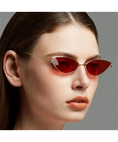 Women Cat Eye Sunglasses Cute Sexy Brand Designer Glasses Summer Retro Small Frame Black Red Cateye Sun Glasses - CV198GG32S7...