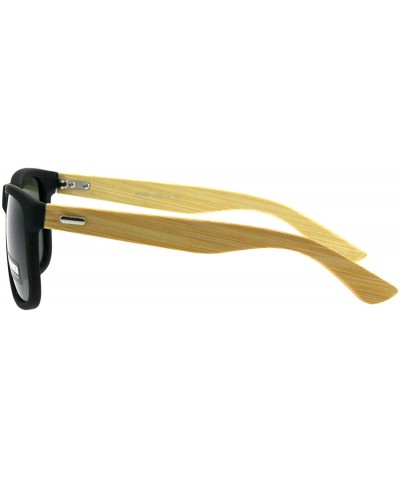 Real Bamboo Wood Temple Polarized Sunglasses Textured Square Frame - Black (Green) - CJ18Q2C6O6U $9.33 Square