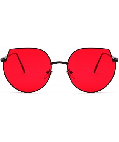 Men and women fashion retro cat eyes irregular polarized sunglasses prom mirror party travel - Red - CG18T3QAA07 $18.86 Cat Eye