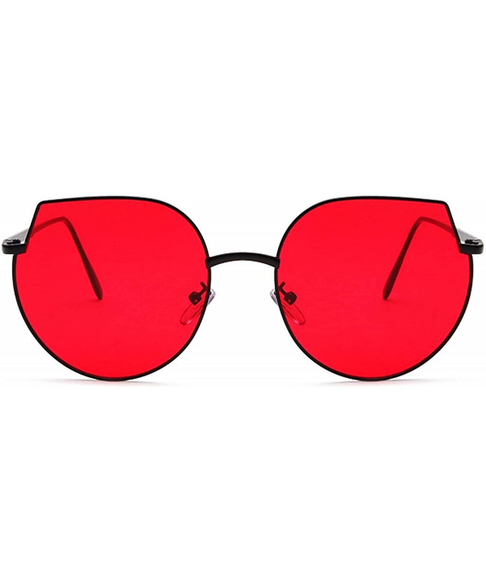 Men and women fashion retro cat eyes irregular polarized sunglasses prom mirror party travel - Red - CG18T3QAA07 $18.86 Cat Eye