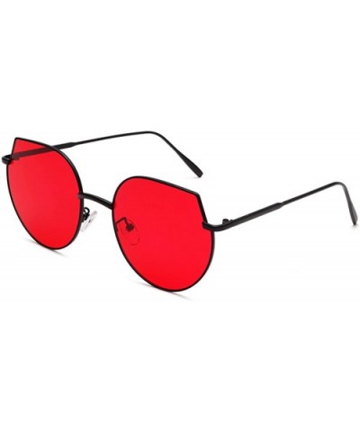 Men and women fashion retro cat eyes irregular polarized sunglasses prom mirror party travel - Red - CG18T3QAA07 $18.86 Cat Eye