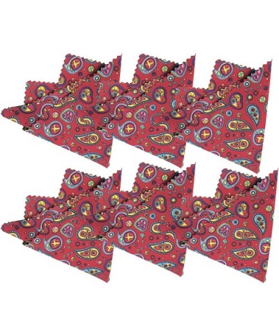 Microfiber Cleaning Cloths Computer - Red Paisley 6 Pack - CJ12E4W8XEB $9.61 Rectangular