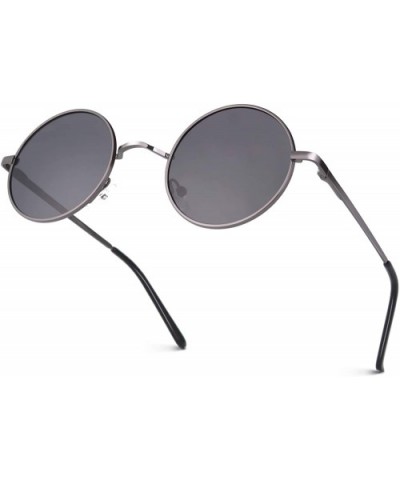 Classic Semi Rimless Half Frame Polarized Sunglasses for Men Women UV400 - 4 S Gun Frame/Grey Lenses - C018X5UXAQW $10.84 Oval