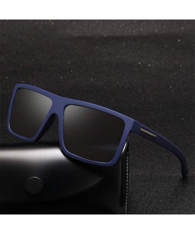 Men Sunglasses Polarized Flat Top Sunglasses Driving Sun Glasses - Blue - CT194O8QN0H $15.92 Square