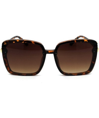 Exposed Lens Edge Half Rim Rectangular Butterfly Sunglasses - Tortoise Gold Brown - CF199DYKYWG $8.05 Butterfly