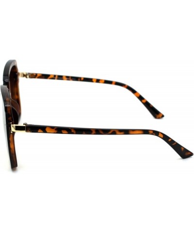 Exposed Lens Edge Half Rim Rectangular Butterfly Sunglasses - Tortoise Gold Brown - CF199DYKYWG $8.05 Butterfly