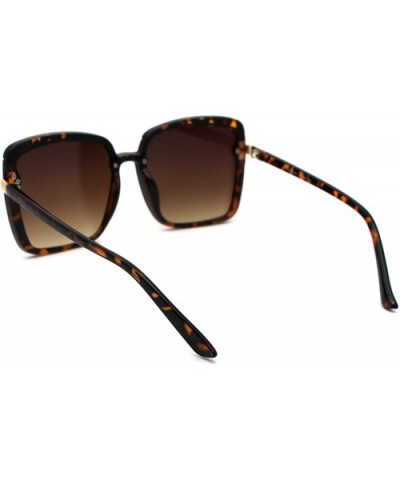 Exposed Lens Edge Half Rim Rectangular Butterfly Sunglasses - Tortoise Gold Brown - CF199DYKYWG $8.05 Butterfly