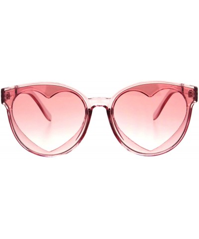Womens Hippie Heart Shape Lens Horn Rim Round Plastic Sunglasses - Pink - C318HZ4SX02 $6.49 Round