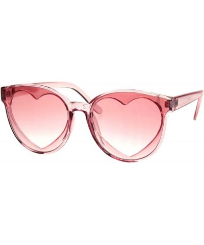 Womens Hippie Heart Shape Lens Horn Rim Round Plastic Sunglasses - Pink - C318HZ4SX02 $6.49 Round