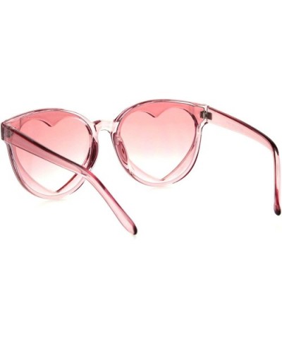 Womens Hippie Heart Shape Lens Horn Rim Round Plastic Sunglasses - Pink - C318HZ4SX02 $6.49 Round