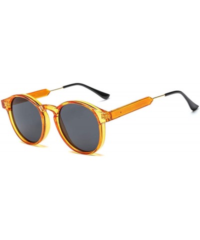 Retro Round Sunglasses Women Men Brand Design Transparent Female Sun glasses - 7 - CR18W7GO6LE $16.69 Oversized