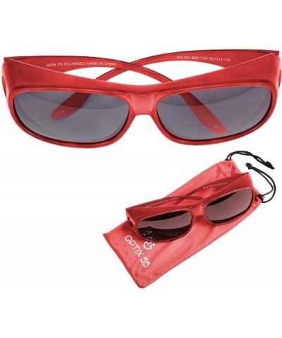 Over Glasses Sunglasses for Men & Women- UV Protection Fit Over Polarized Wrap Arounds - Red - CU18E4CQ25K $11.05 Goggle