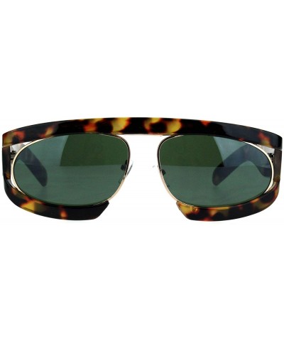 Retro Flat Top Double Rim Vintage Mobster Thick Plastic Sunglasses - Tortoise Green - C418L3L9GUZ $5.76 Round