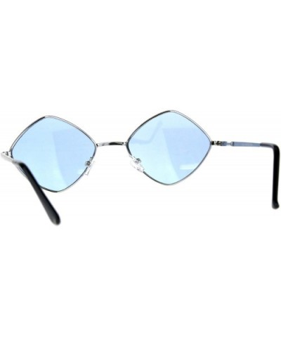 Diamond Shape Sunglasses Vintage Indie Fashion Color Lens Spring Hinge - Silver (Blue) - CS18EO5R330 $7.61 Square