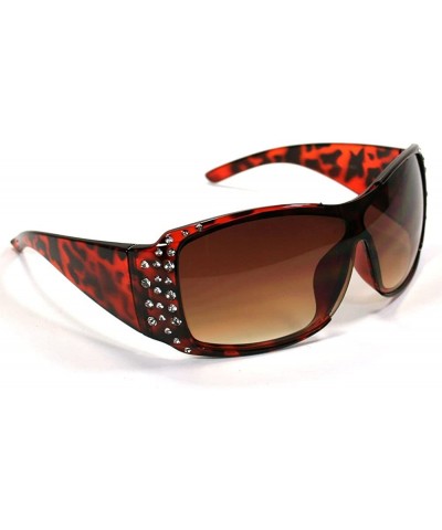 Celebrity Rhinestone Sunglasses 3018 - Brown - CP11ESM5NAJ $8.23 Shield