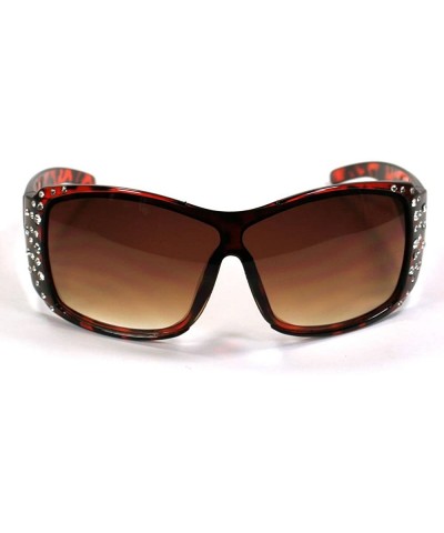 Celebrity Rhinestone Sunglasses 3018 - Brown - CP11ESM5NAJ $8.23 Shield