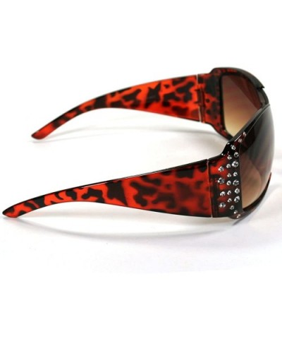 Celebrity Rhinestone Sunglasses 3018 - Brown - CP11ESM5NAJ $8.23 Shield