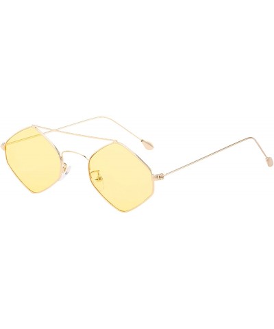 Summer Rimless Tinted Fashion Sunglasses Small Face Candy Color Glasses - Gold Frame+yellow Lens - CC18Q9RGSEE $10.15 Round