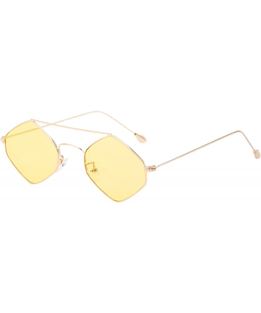 Summer Rimless Tinted Fashion Sunglasses Small Face Candy Color Glasses - Gold Frame+yellow Lens - CC18Q9RGSEE $10.15 Round