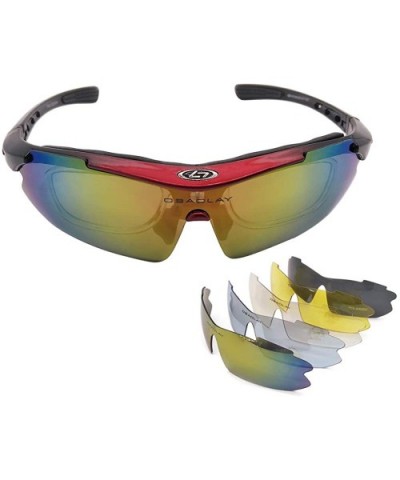 Sunglasses for Sports Polarized Cycling Men UV Protection RX Lens Frame - Red - CZ18UK803HN $17.42 Sport