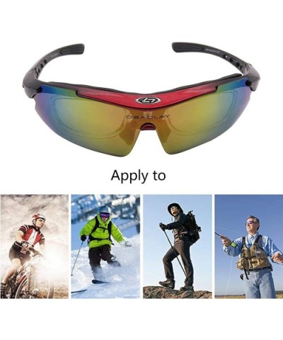 Sunglasses for Sports Polarized Cycling Men UV Protection RX Lens Frame - Red - CZ18UK803HN $17.42 Sport