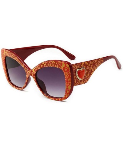 Vintage Cat Eye Sunglasses Women Leopard Frame Charm Red Heart Retro Brand Designer Sun Glasses Shades Female - CX198A2S0HZ $...