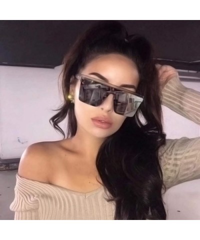 Oversized Sunglasses for Women Men Square Retro Mirror Sun Glasses - CG19629XQ3R $10.26 Oversized